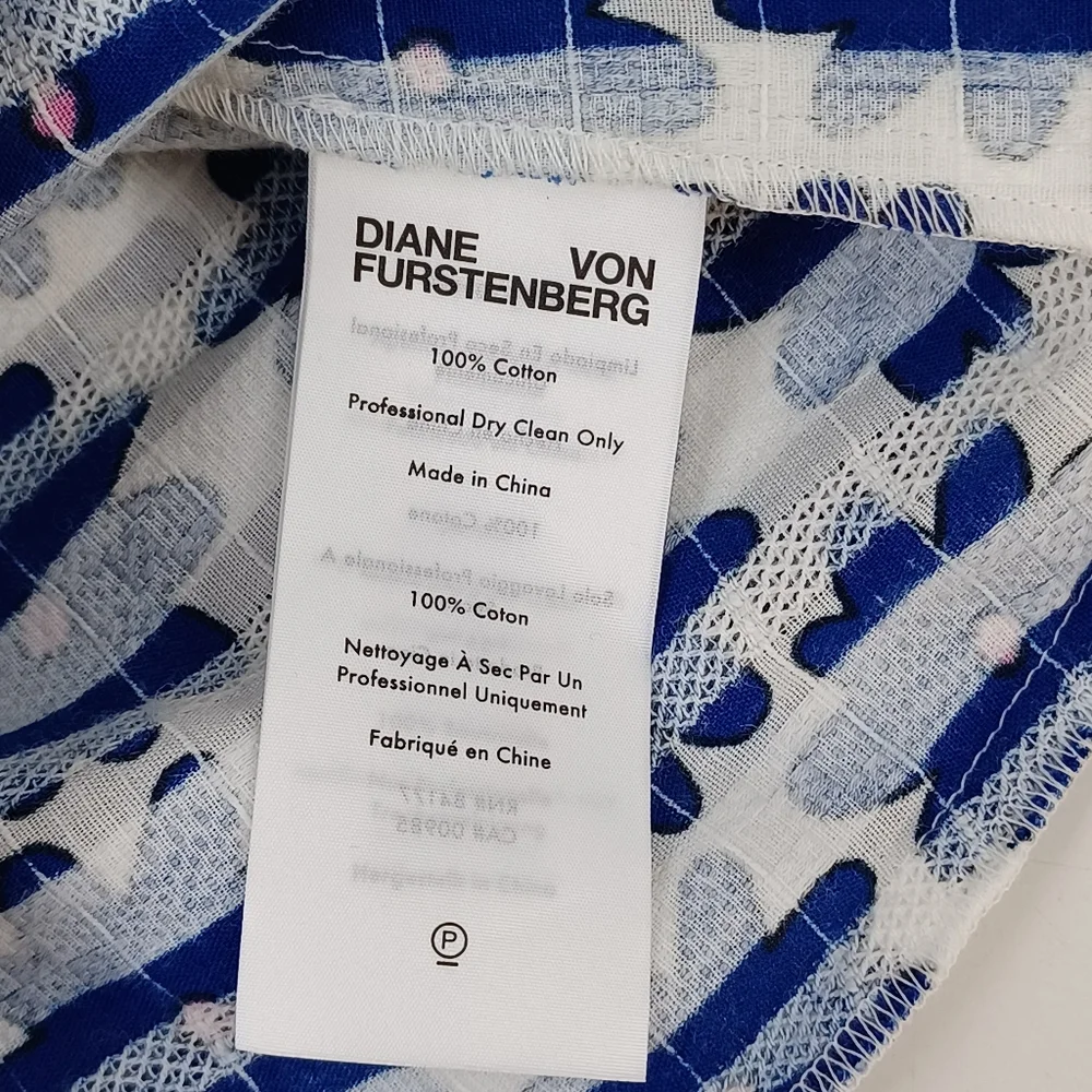 Diane Von Furstenberg Floral Cotton Gauze Mini Shirt Dress Size 4 Women Preppy